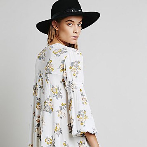 free people | white floral retro print swing tunic - Picture 2 of 5